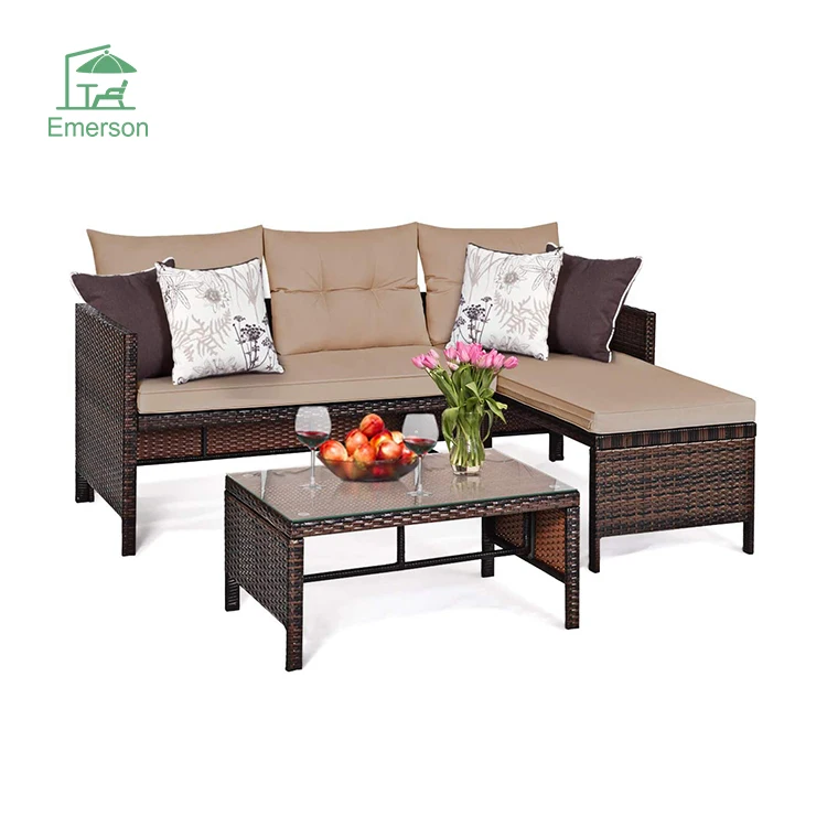 Leisure Outdoor Wicker Rattan Furniture Sofa Set Patio Garden Conversation Rattan Furniture Set