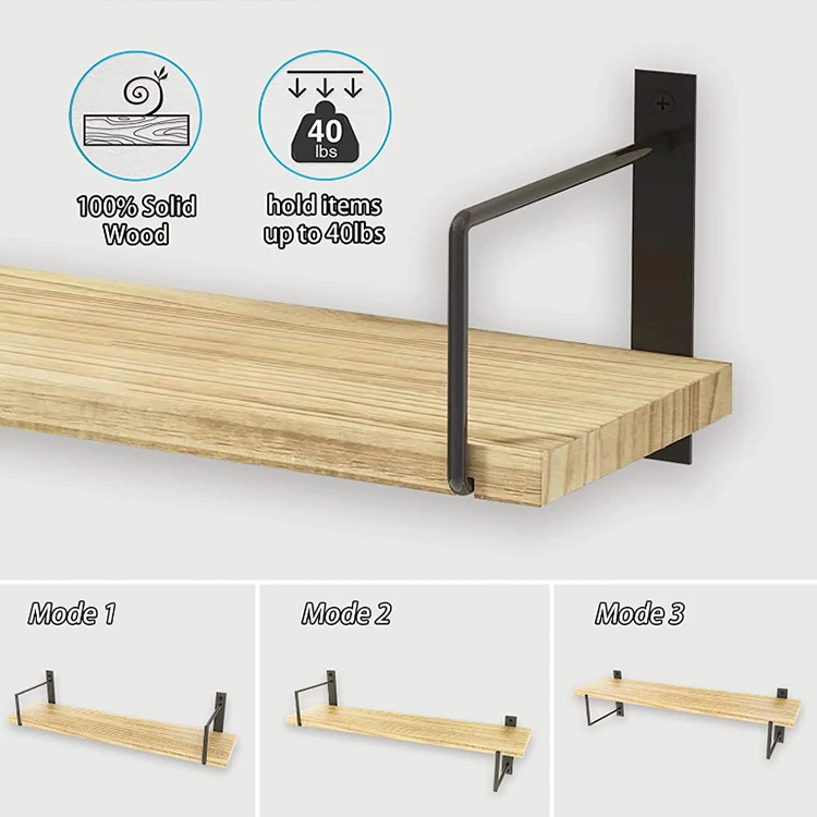 Wooden metal Floating Shelves Bathroom Storage Decorative Wall Shelf
