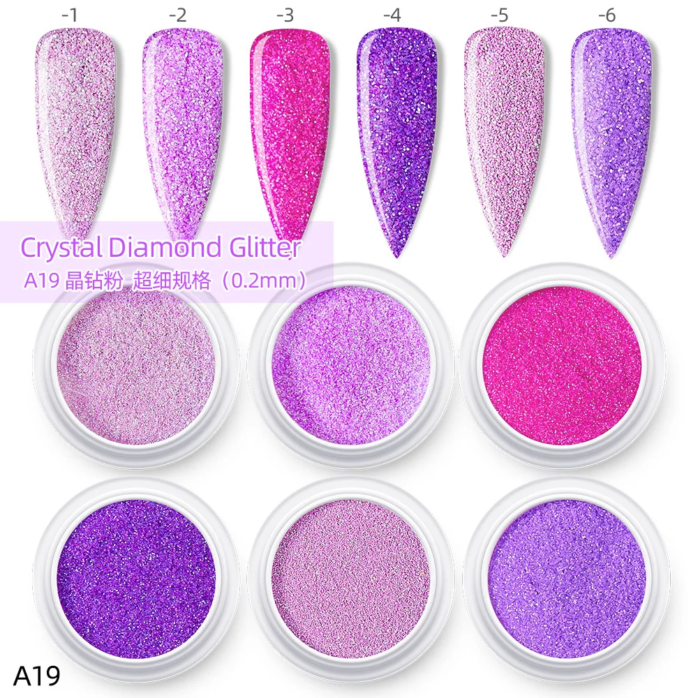 Destly 6pcs/set Mixed Colors Crystal Diamond Nail Glitter Nail Art Sequin Shine Powder Shell Pearl Diamond Glitter Powder