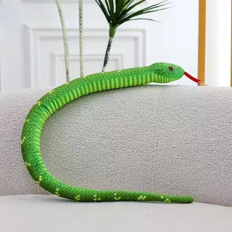 Colourful snake stuffed animal toy green snake in stock wholesale plush toy