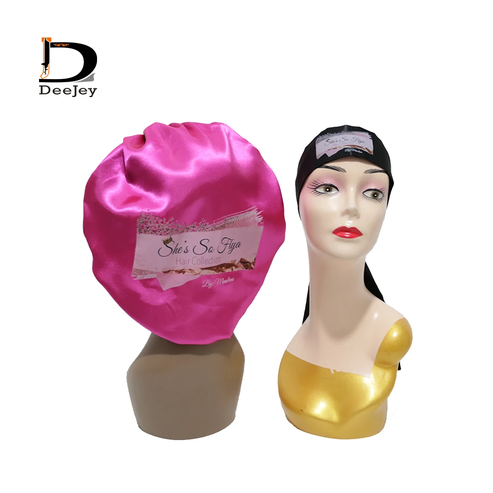 Двухслойный однотонный атласный шарф для волос с логотипом на заказ дизайнерская атласная шелковая шляпа сна окантовкой женщин