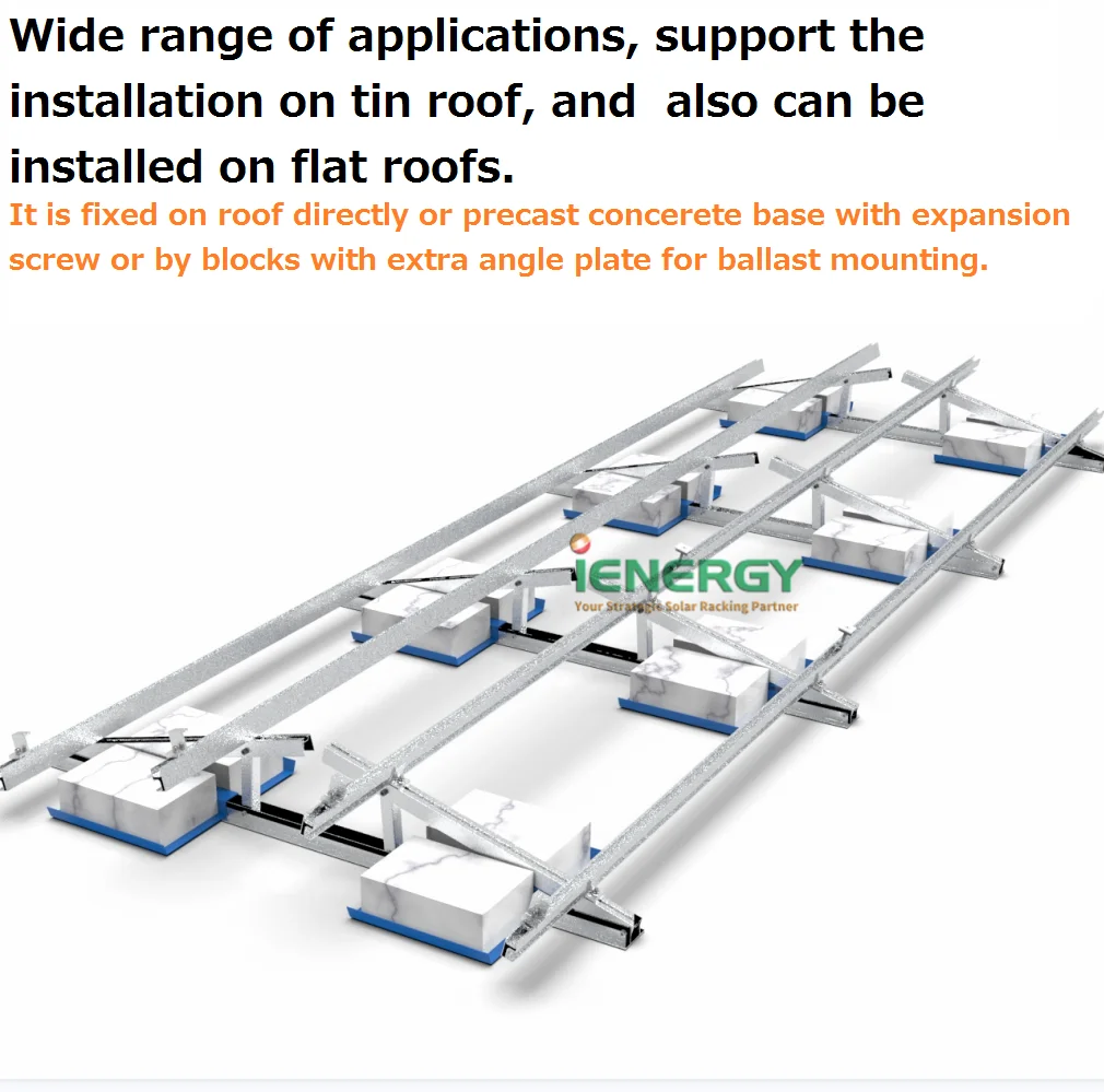 Adjustable Flat Roof East and West Ballast Solar Mounting System