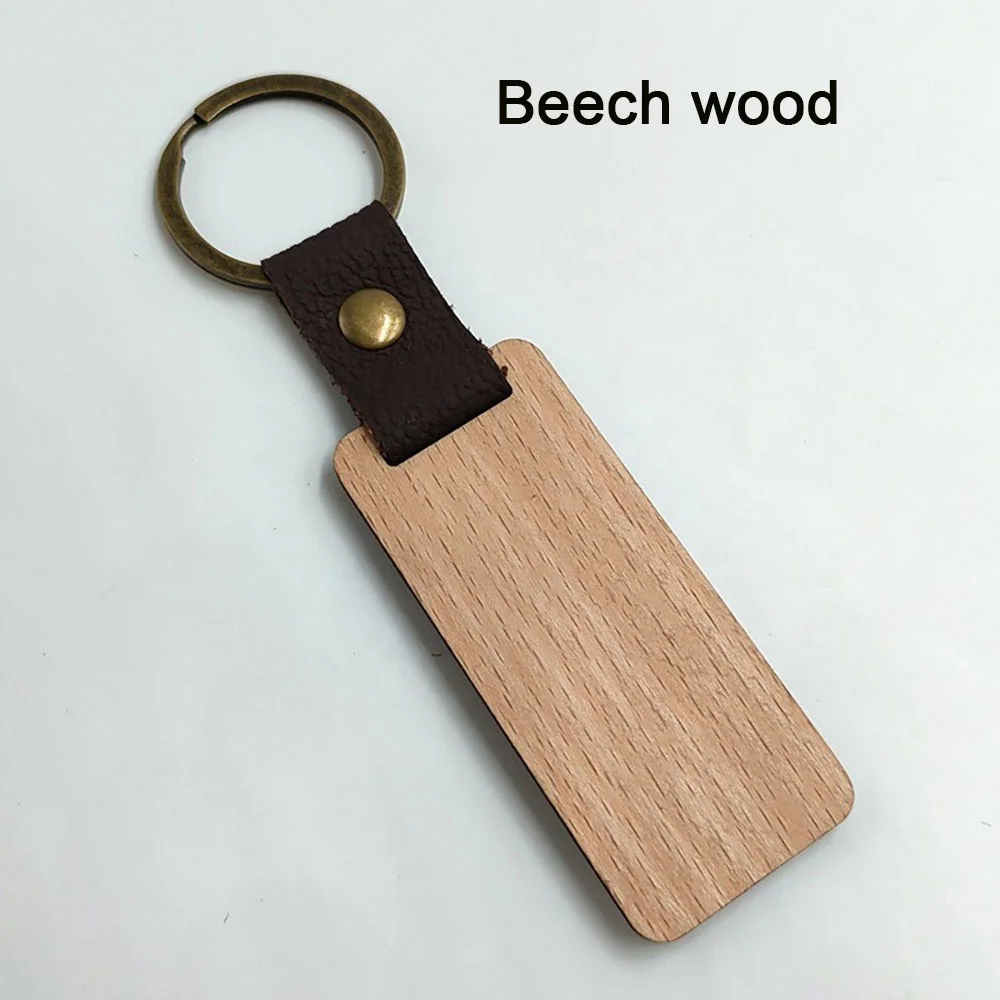 Wood Keychain Blanks Leather Wood Keychain Blank Unfinished Blanks with Leather Strap Keychain Easy Install Easy to Use