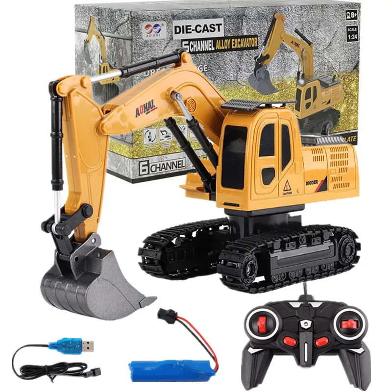 Remote Control Excavator360 Rotation Dump Truck Rc Construction Vehicles Digger Alloy Metal Vehicle Truck for Birthday Xmas Gift