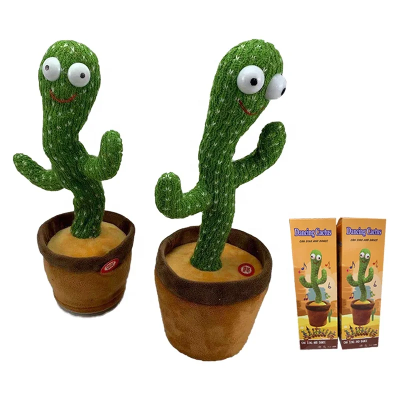 Wholesale Dropshipping Kids Educational Electric Plush Dancing Cactus Singing Lighting Cute Stuffed Twist Dancing Cactus Toy