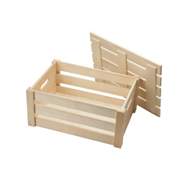 
Wholesale handmade pine wooden gift crates unfinished product;Vegetable Fruit wine packing box Book storage crate 
