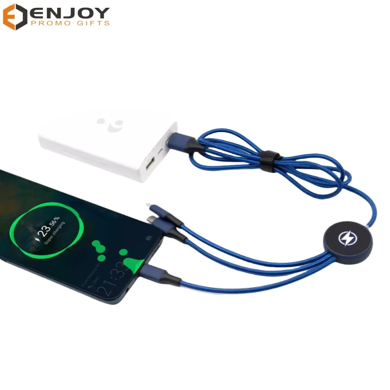 Customized Logo  in 1 LED Light Up Multi Cable Phone USB Charging Cables Promotional Gift items