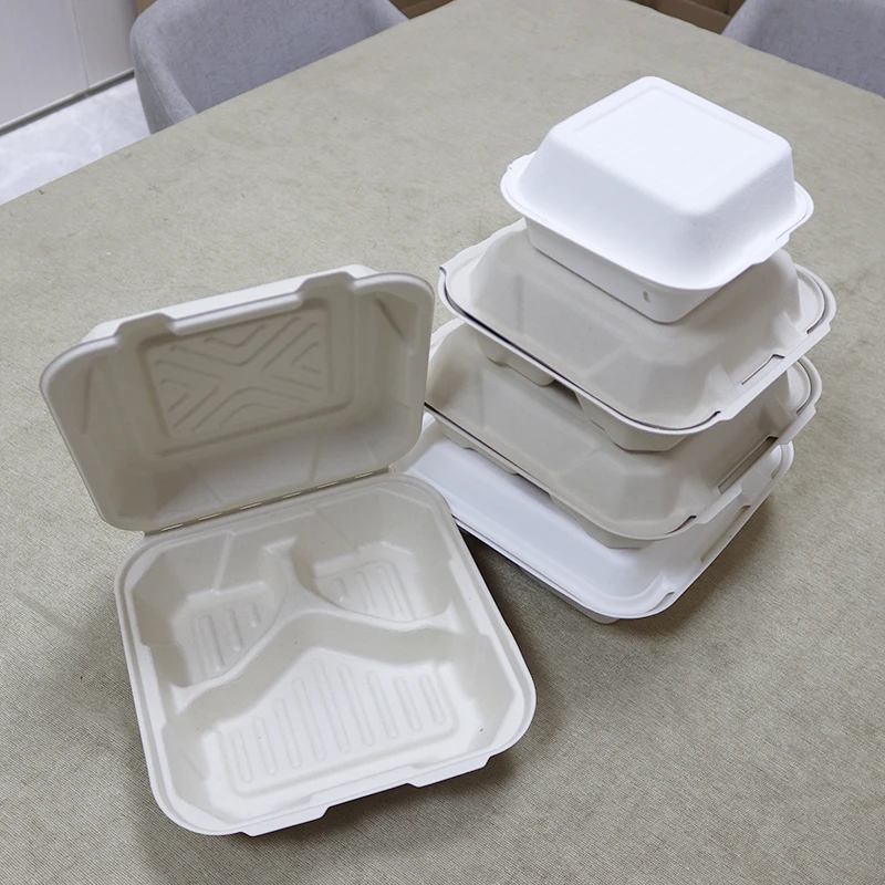 takeway food box eco friendly envases biodegradables disposable 3 compartment food container take away food replace foam boxes