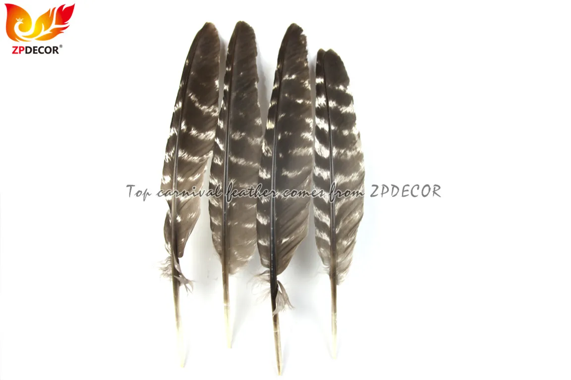 ZPDECOR оптовая продажа 20-24 см дикий натуральный полосатый рисунок Турция крыло перья для карнавальных