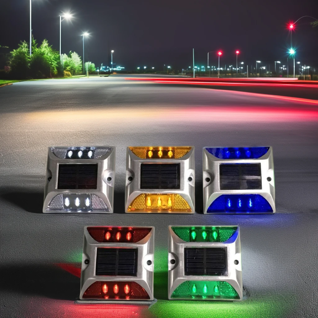 104*104*20 Ip68 Waterproof Flashing Deck Lights Cat Eye Markers Aluminum Solar Powered Panel Reflector Led Reflective Road Stud