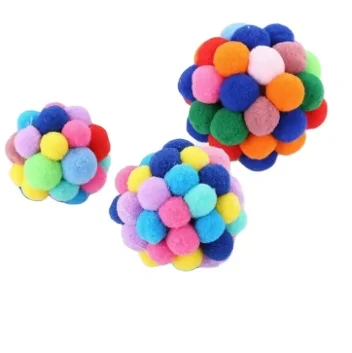 Dropship Pet Cat Ball Pet Cat Supplies Toy Colorful Handmade Bells Bouncy Balls Catnip Interactive Toy