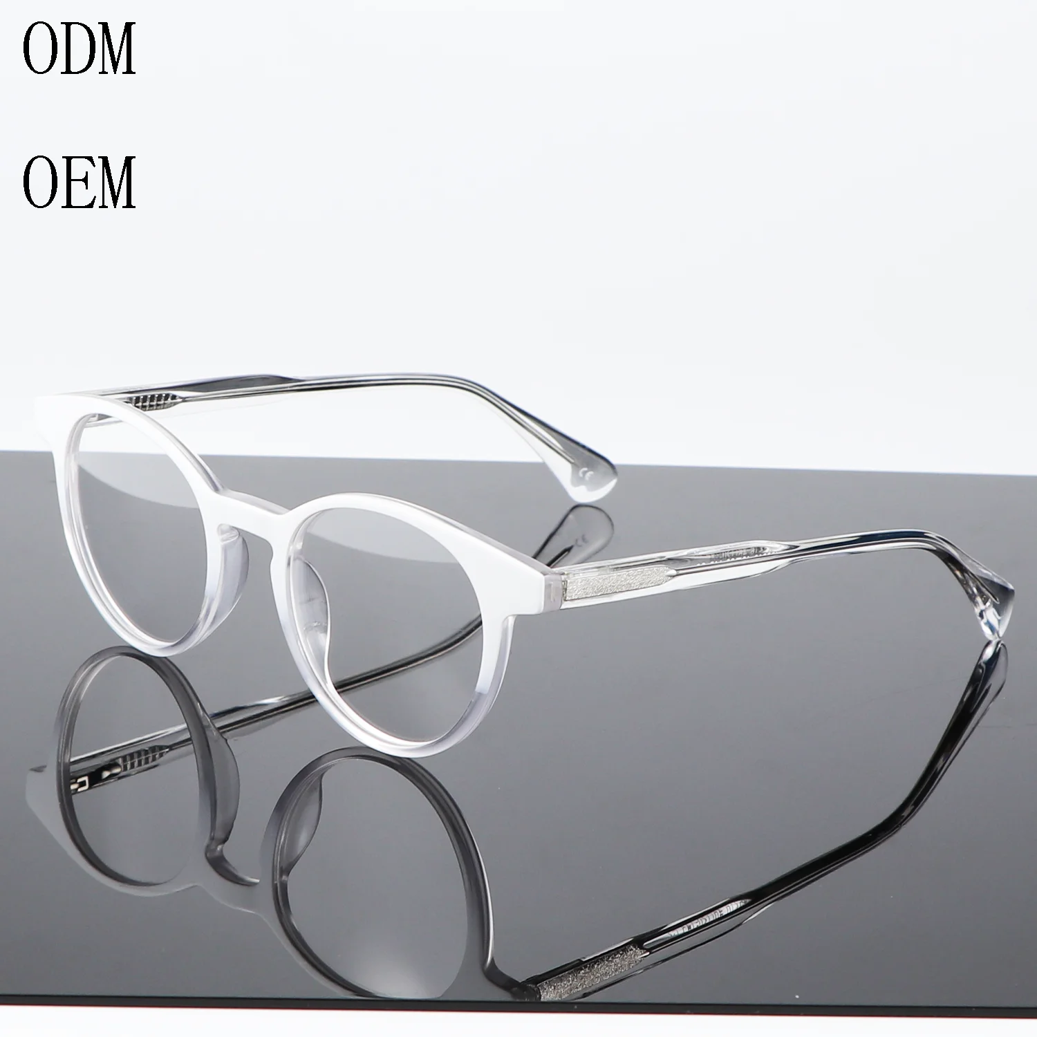 Transparent white eyesight glasses acetate eyewear Round Myopia Prescription Glasses Frame Eyewear