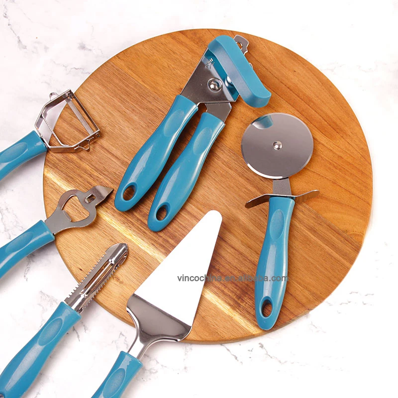 NEW arrival 2024 customized stainless steel kitchen Accessories with plastic handle 8 Pieces Kitchen Gadget Set