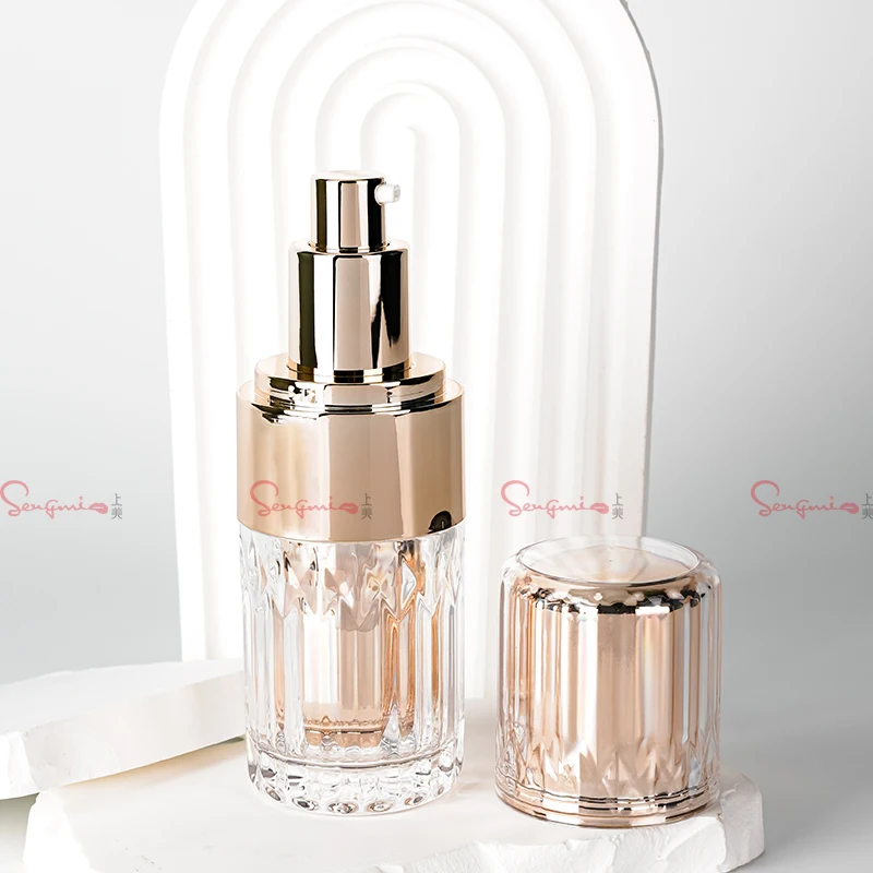 30ml 50ml Customized Luxury Empty  Acrylic Lotion Pump Bottle High Quality OEM Round Bottle for Cosmetic Packaging