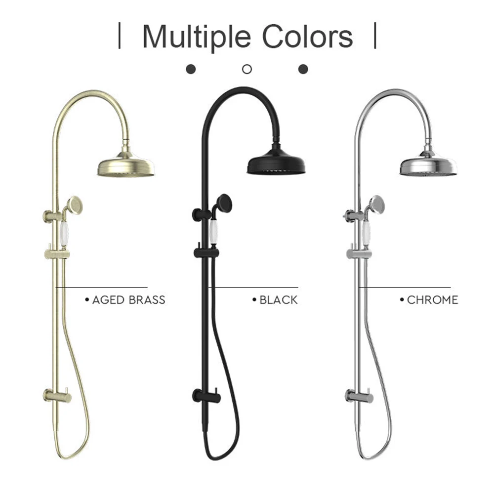 YSW Vintage Shower Head Set Luxury SPA Grade High Pressure Hand Held Shower Head Telephone Shaped Brass Ceramic Bathroom Modern