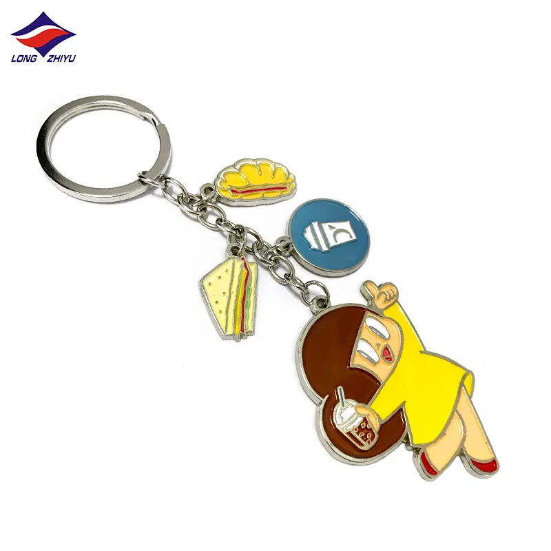 Longzhiyu 15years manufacturer custom soft enamel keychain accessories beautiful initial keychain