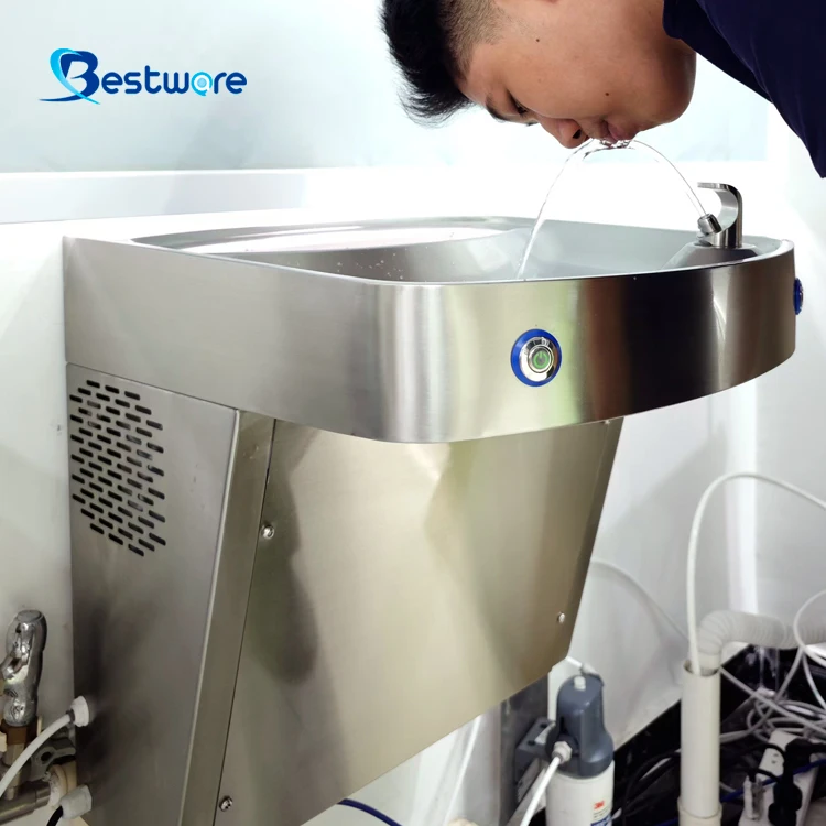 Stainless Steel Wall Mounted Cold Drinking Water Fountain Station for Public Faucets