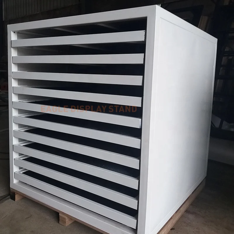 Showroom sliding display case stone tile display rack laminate flooring display drawer with rug covers