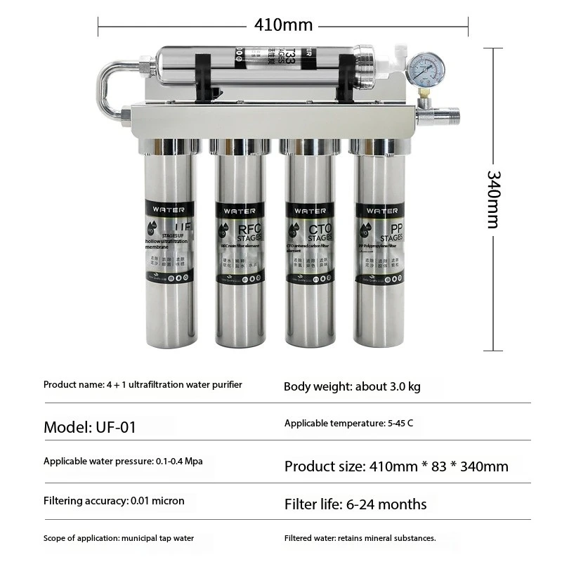 kitchen sink stainless steel SS304 water purifier 5 stages reverse osmosis system water filter system for home drinking
