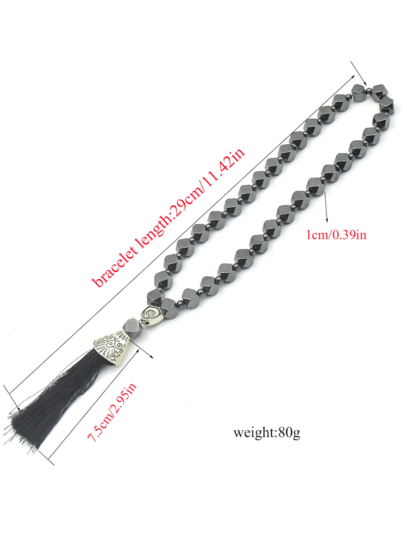 Natural Hematite Faceted Distance 4mm Round Hematite Stone Beads Rosary Muslim Prayer Tassel Beads Bracelet Jewelry