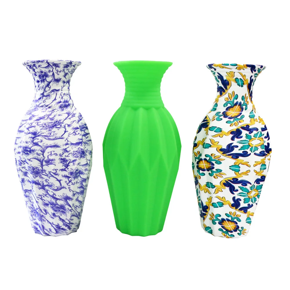 Unbreakable Silicone Vase Drop-Resistant Ceramic Shape for Dried Flower Home Decoration Plastic Vases Genre