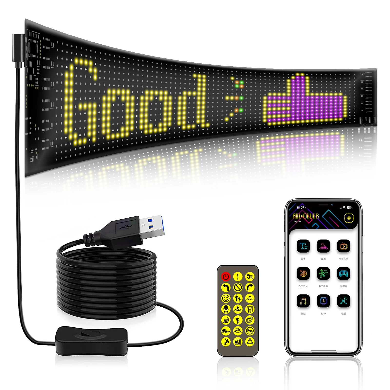 Led Programmable Flexible APP Control Car Scrolling Advertise Panel LED Display RGB Soft Sticker for Helmet