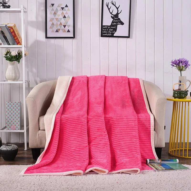 
Youwu Solid Double Sides Cheap Hot Pink Super Soft Thick Coral Polar Fleece Flannel Bed Blanket for Winter 
