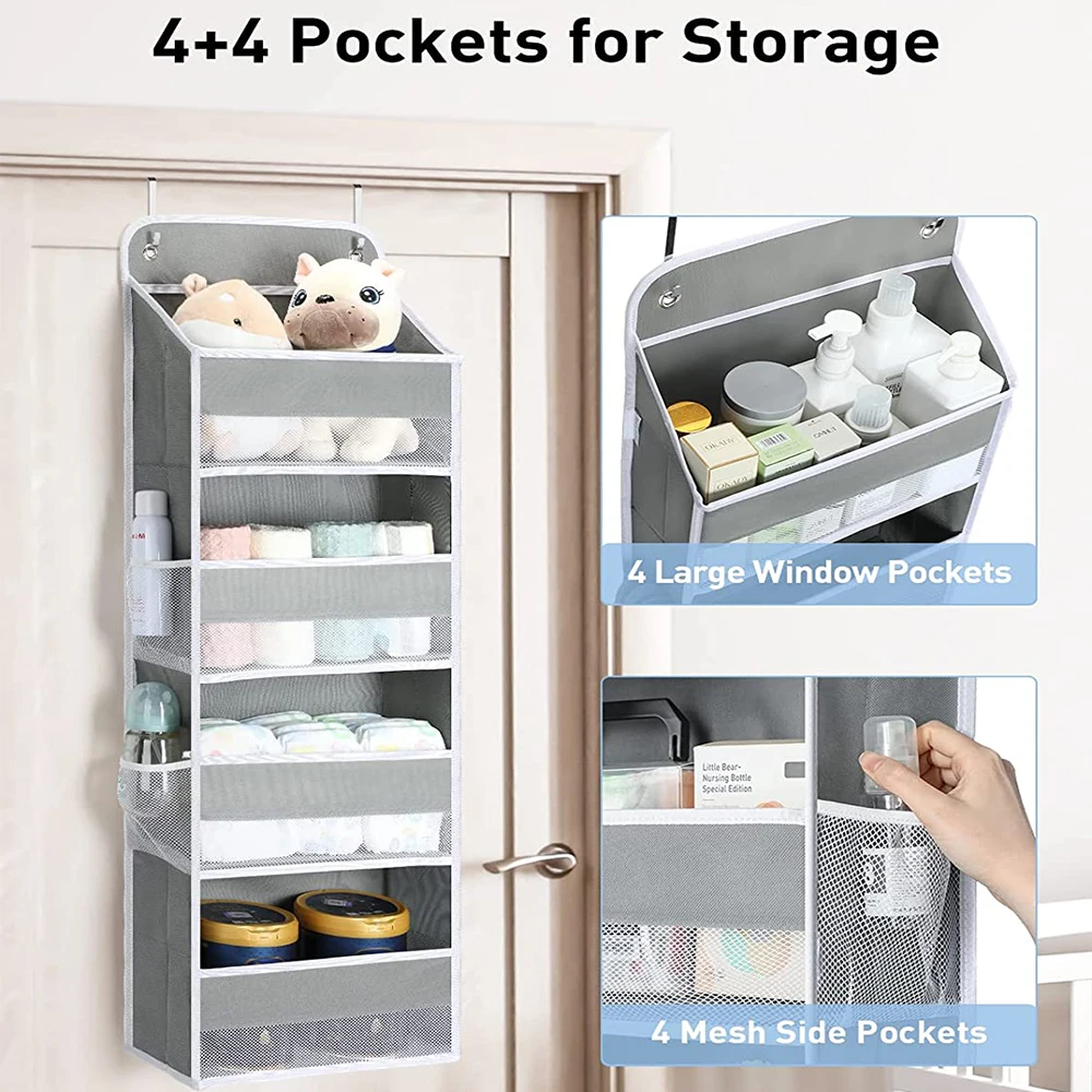 Houseware Folding 4 Pocket Non-woven Over The Door Storage Organizer Hanging Wall Closet Storage Bag Organizer