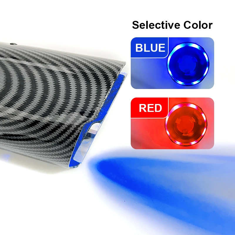 Automobile universal LED lamp carbon fiber pattern exhaust pipes car muffler tail pipe with  light