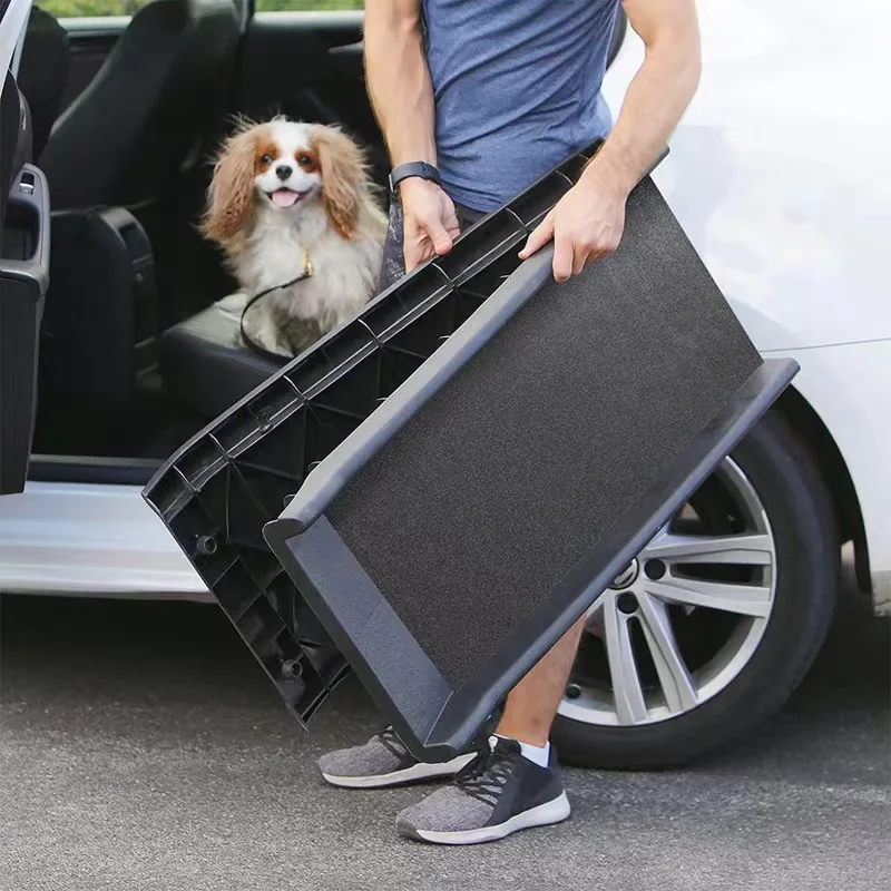 Dog Ramp for Car foldable Happy Ride Folding Pet Ramp for Cars Trucks Portable for Large Dogs with Siderails