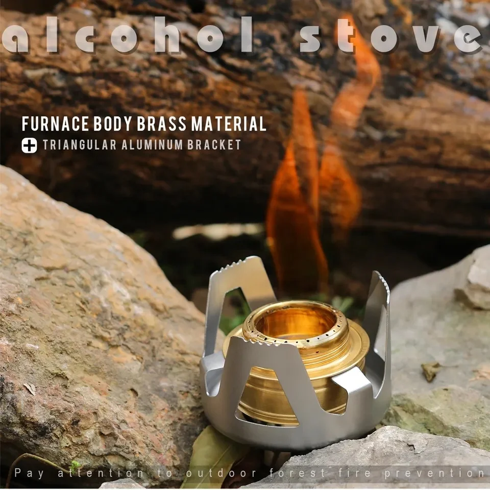 IRONDONKEY Camping Stove Windproof Mini Alcohol Stove Burner Ultra Light Brass Outdoor Cooking Stove