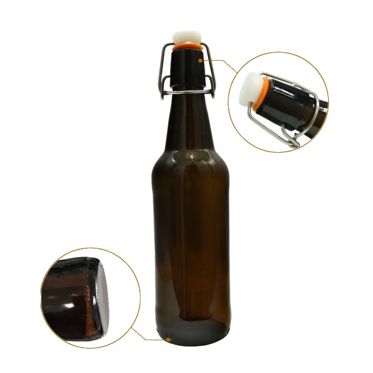 Factory Price Amber Beer 500ml Glass Bottle With Swing top cap