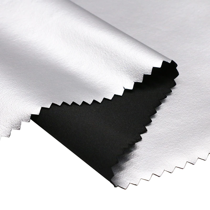 Customization Milk Silk Laminate Pu Silver Film Waterproof Fast Heat Storage Elastic Shape Slimming Spandex Sauna Suit Fabric