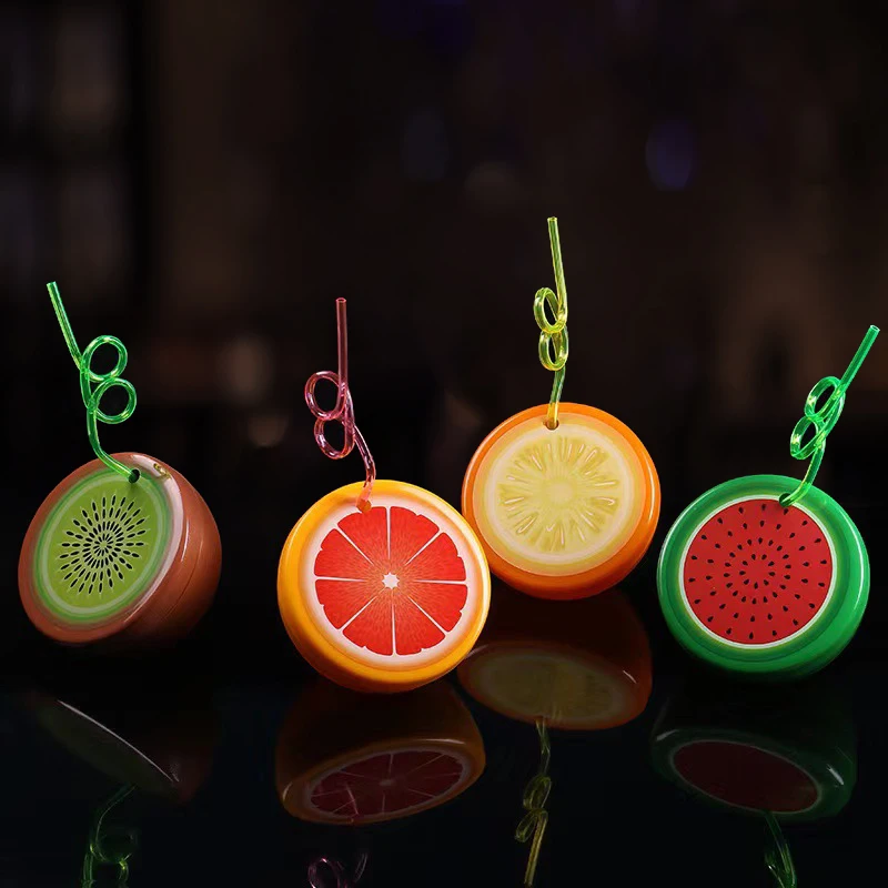 Plastic Drink Fruit Shape Cup With Straw Cute Milk Tea Cup Portable Juice Water Bottle 450ML refillable bottles