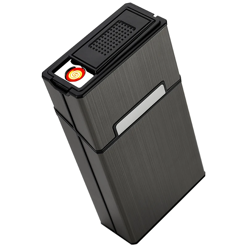 Factory selling ABS cigarette Case with USB recharge flameless lighter