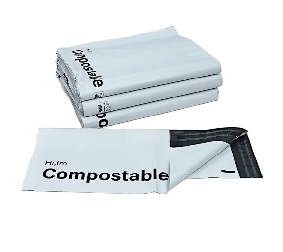Biodegradable Compostable PLA Mailers Mailing Postage bags With Handle For Clothing Packaging Shopping