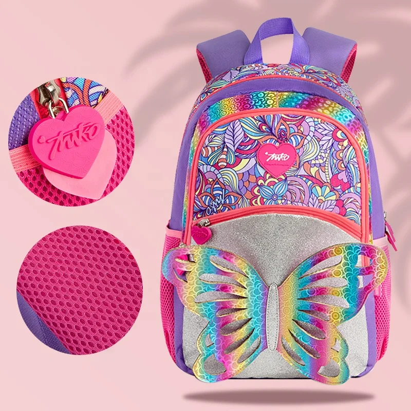 Girls Back to School Water Proof 3D Glitter Butterfly Animal Children Kids