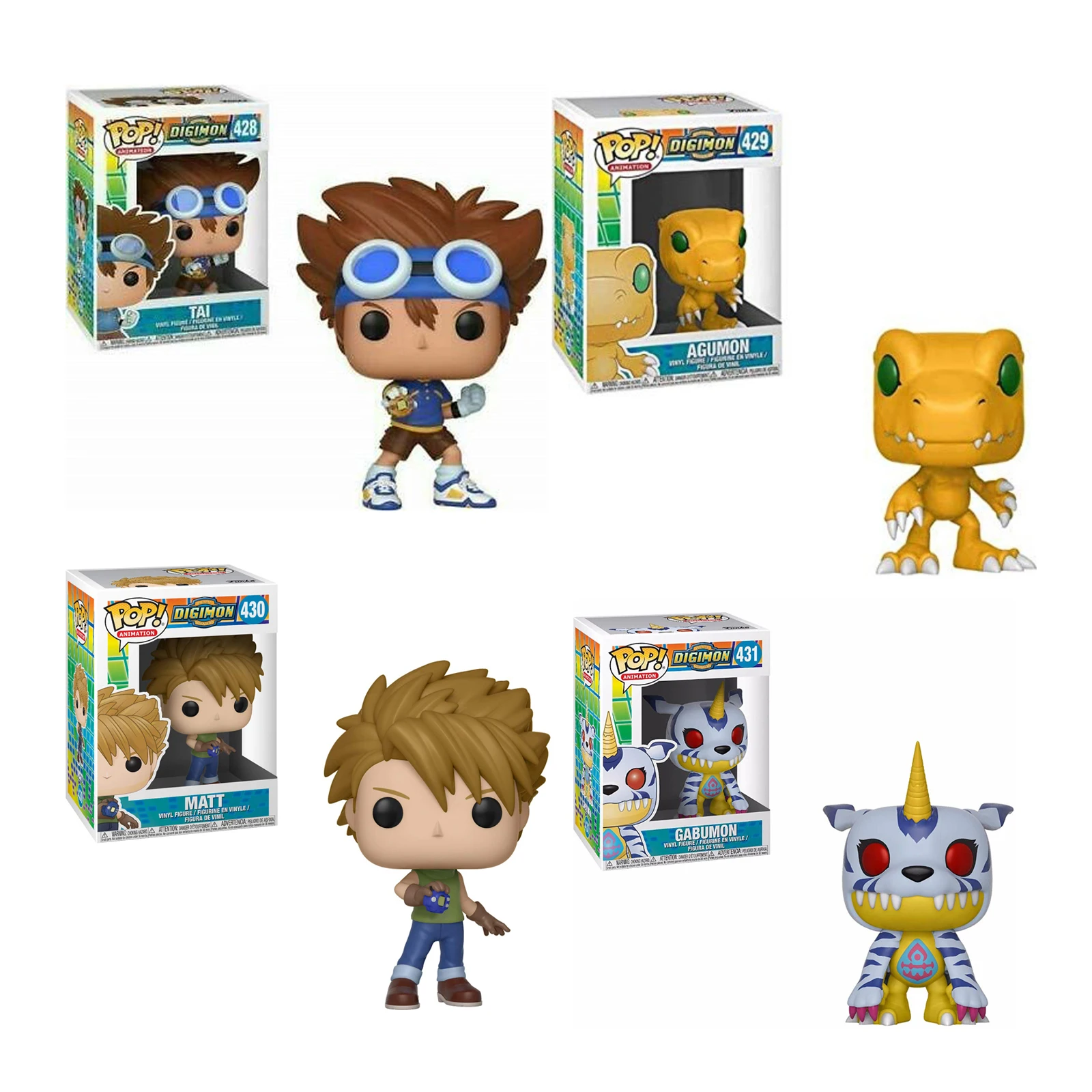 Funko Pop 429 Agumon 430 Matt 431 Gabumon 428 Tai Action Figure Digital Monster Model Toys