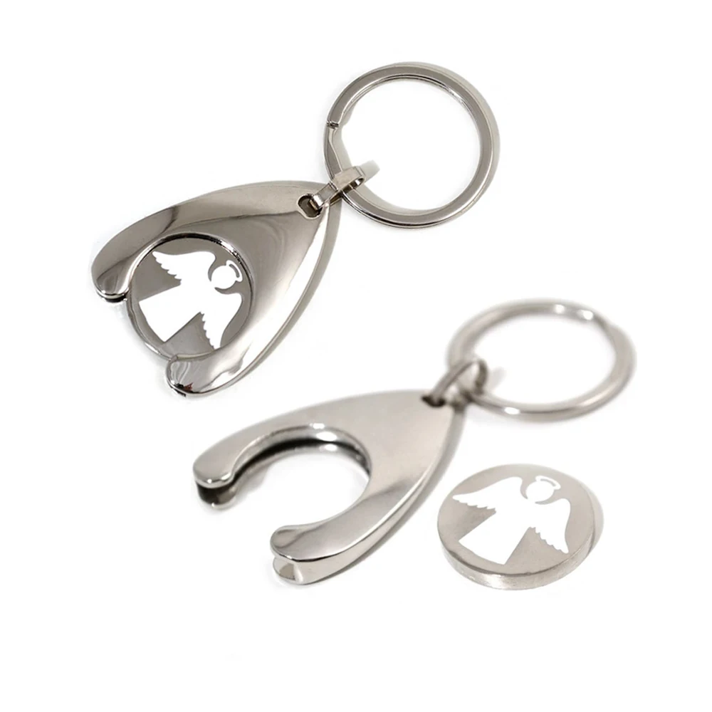 
Metal Shopping Cart Trolley Enamel Token Coin Logo Keychain For Promotion 