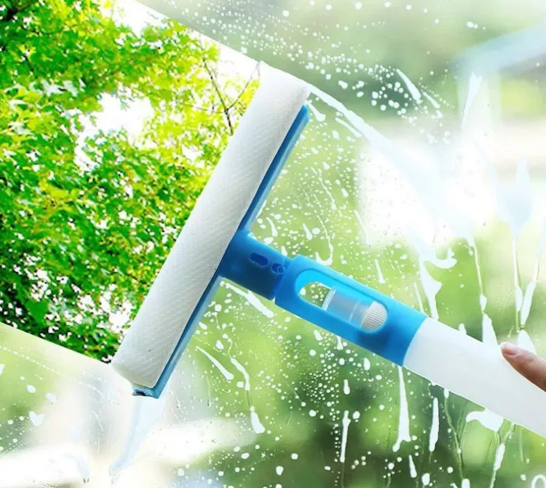 Hot Sale 3 in 1 Spray Window Cleaner Squeegee Glass Wiper Window Washer Combination T Bar Sponge Head Glass Rubber Scraper