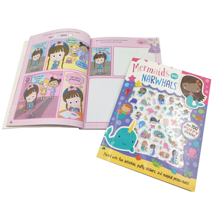 Оптовая продажа индивидуальные учебные книги для раскрашивания и рисования детские с принтом детская книга занятыми наклейками
