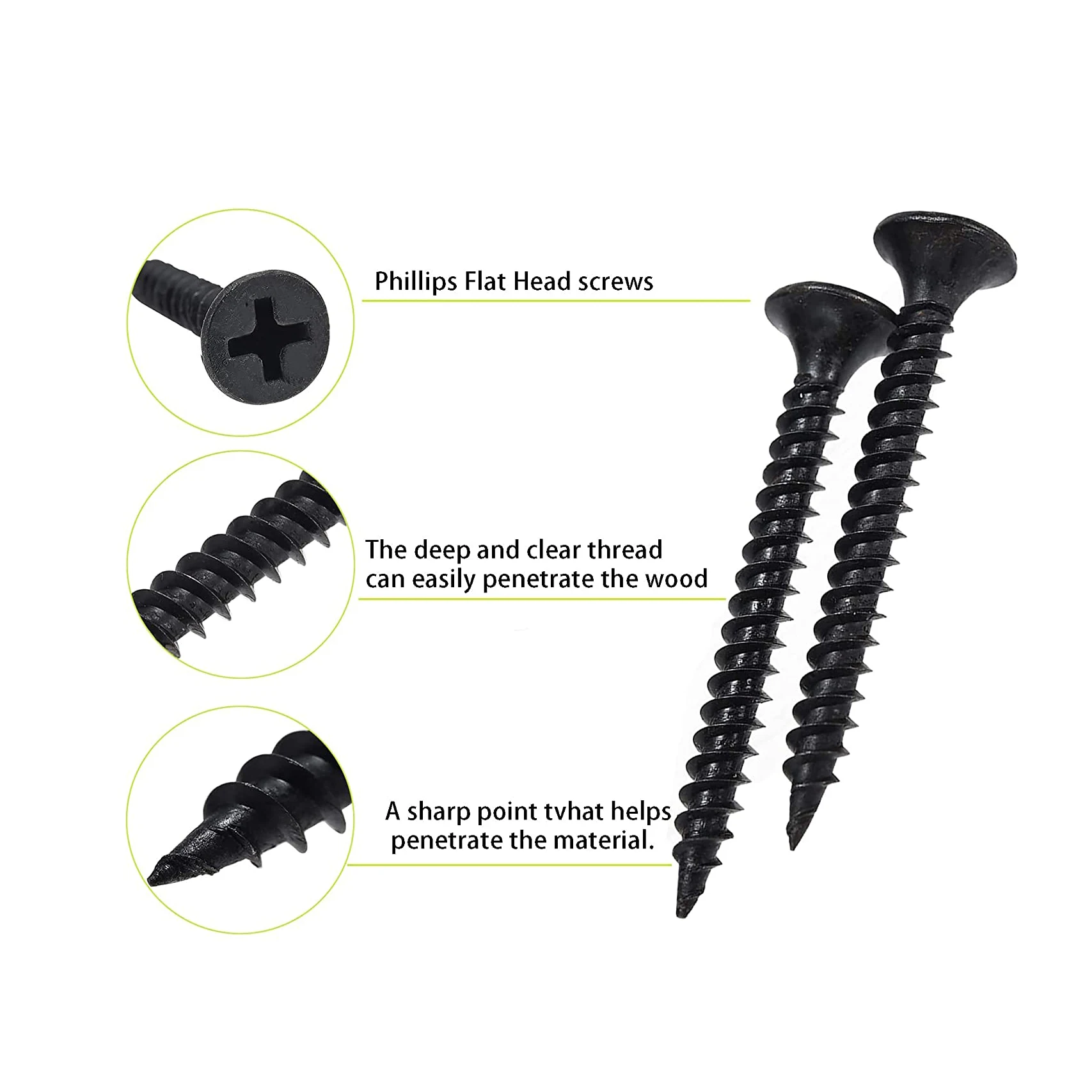 3.5x25mm Fine Coarse Thread Black Phosphated Sheetrock Dry Wall Drywall Screw Manufacturer For Wood