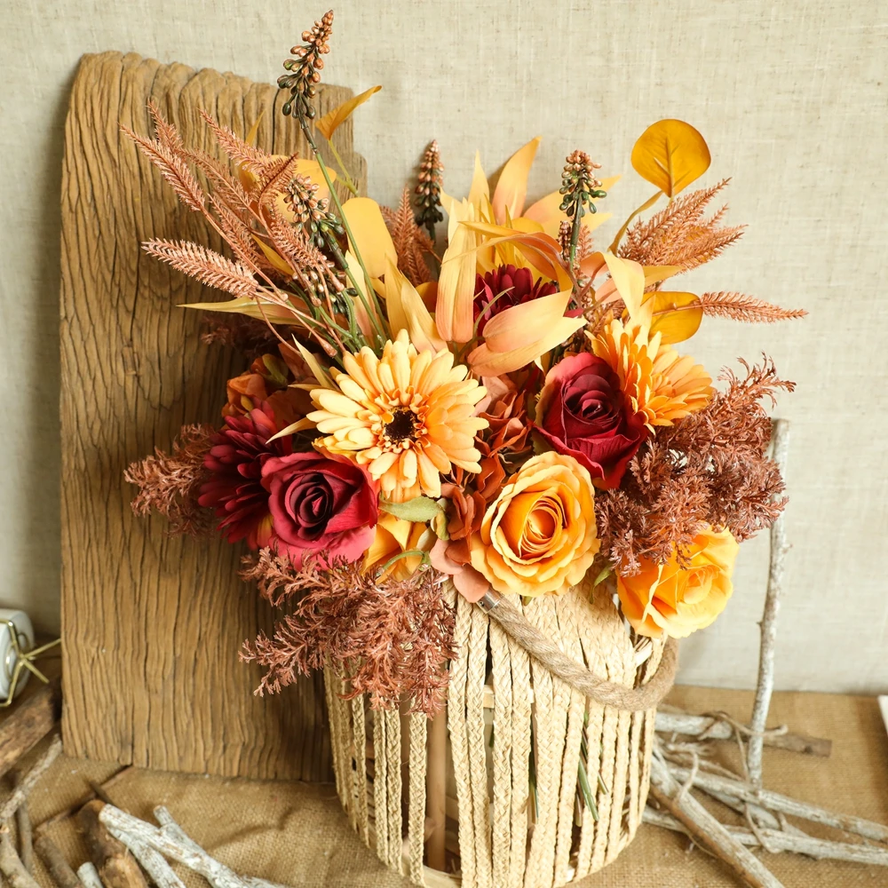 Artificial fabric autumn and winter flowers autumn color bouquet