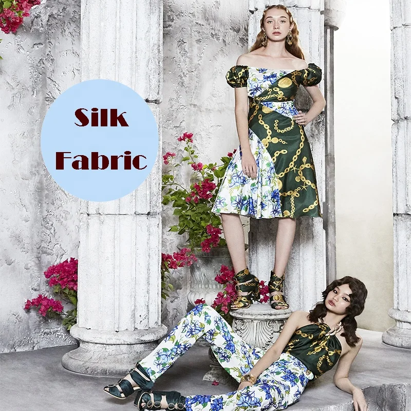 Fonesun-SK831 OEM RTS 100% Silk Customized 25mm Silk Satin Digital Printed Fabric for Clothing