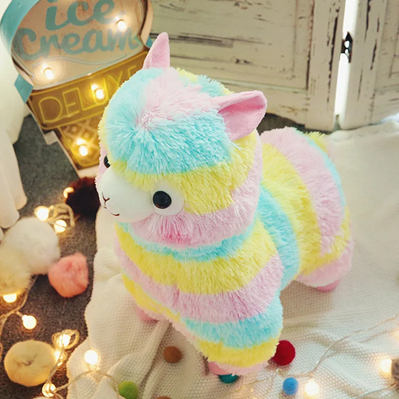 Spot cute animal rainbow alpaca plush toy color alpaca doll pillow doll plush