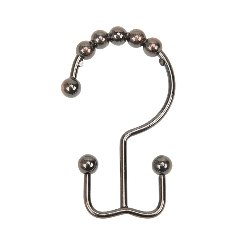 Rust-Resistant 8 Beads Metal Double Shower Hooks for Curtain Rolling Shower Curtain Hooks Rings for Bathroom Shower Curtain Rod