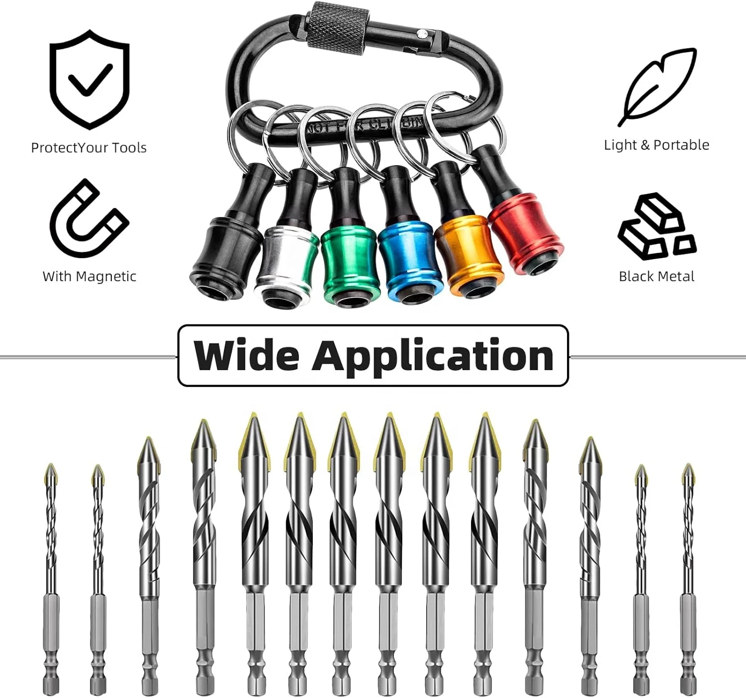 Portable Bit Holder Keychain Quick Release 1/4 Inch Hex Drill Bit Holder Organizer Hand Tool for Impact Driver Screwdriver
