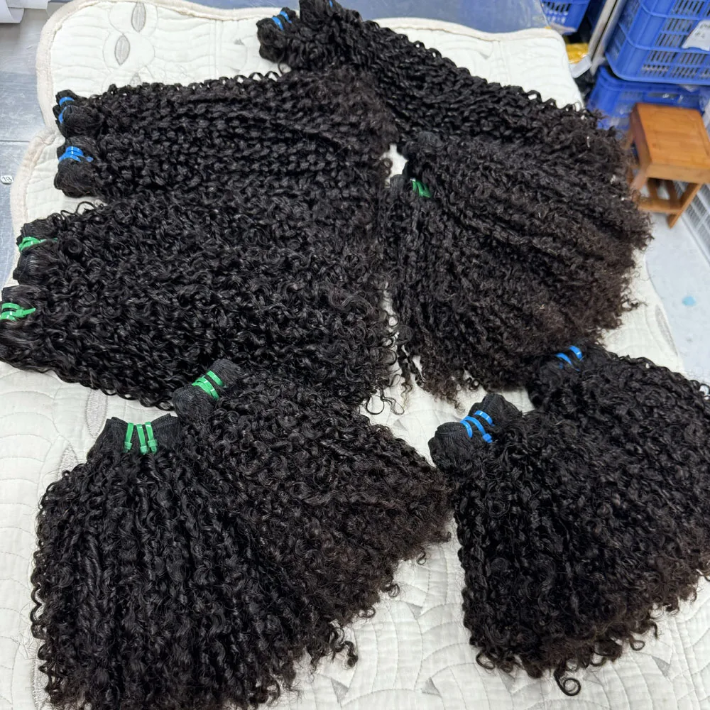 Highlight Double Drawn Curl Funmi 99J# SDD Vietnamese Pixie 100% Virgin Human Raw Extensions