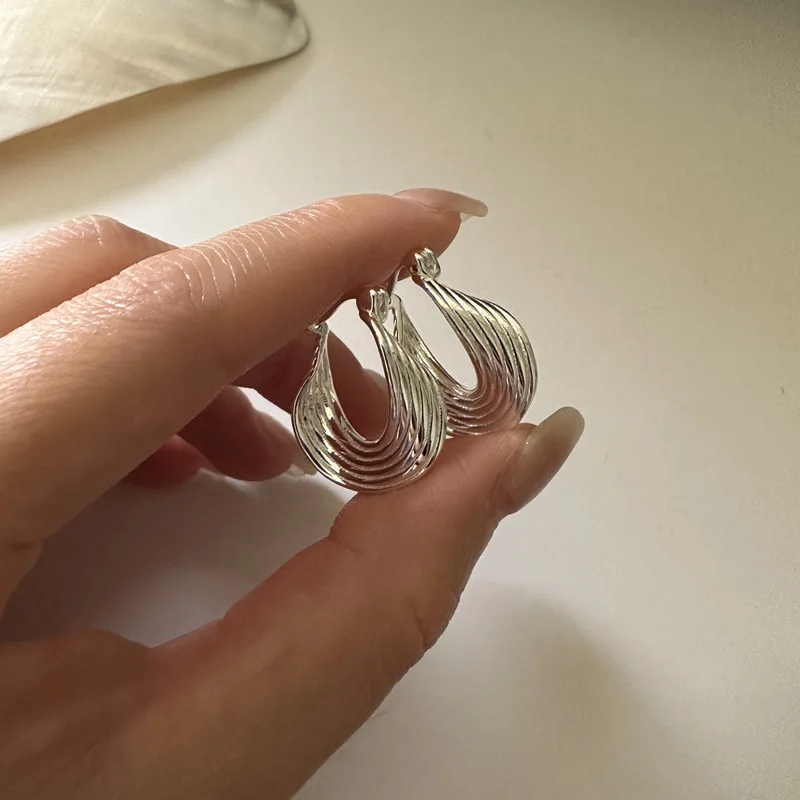 Wholesale South Korea S925 Sterling Silver INS Fashion Huggie Earrings for Women