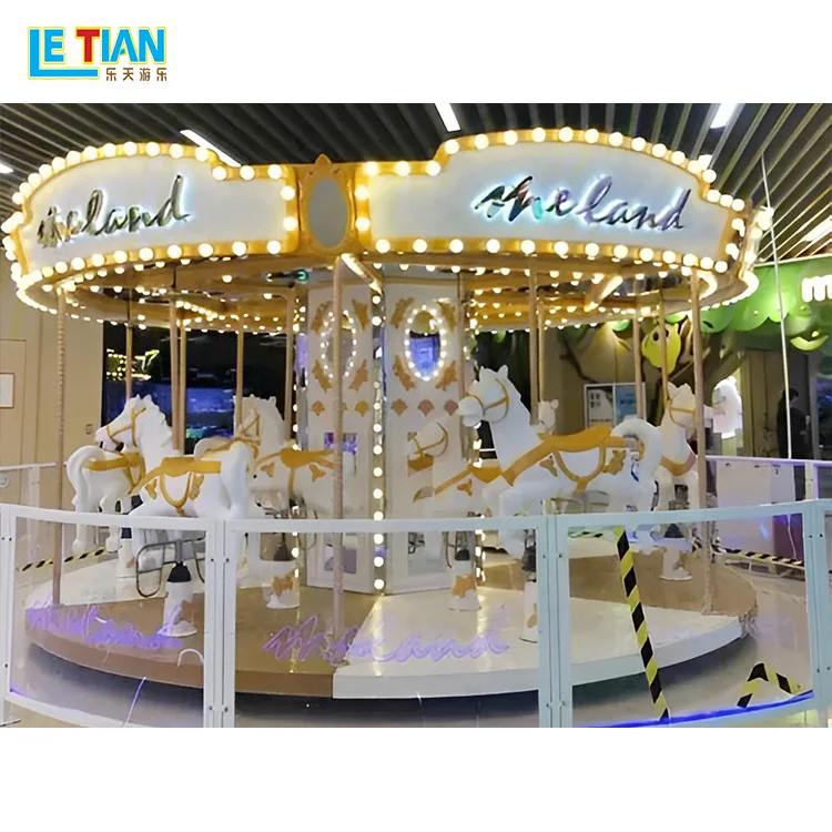 Buy a electric modern white carousel ride fairground merry go round carousel for sale